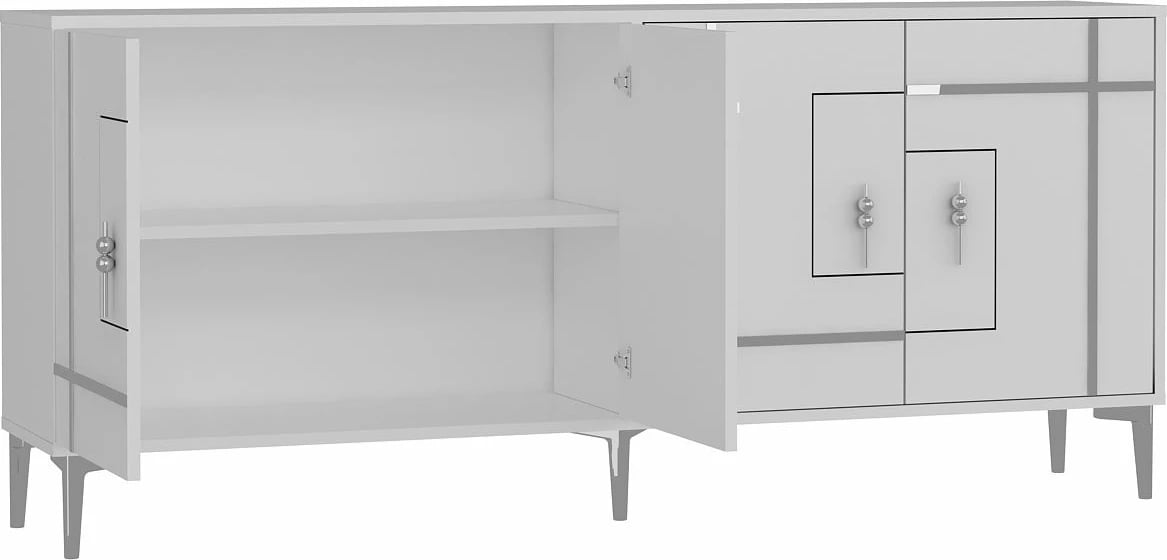 Konsol Skye Decor, e bardhë, argjend