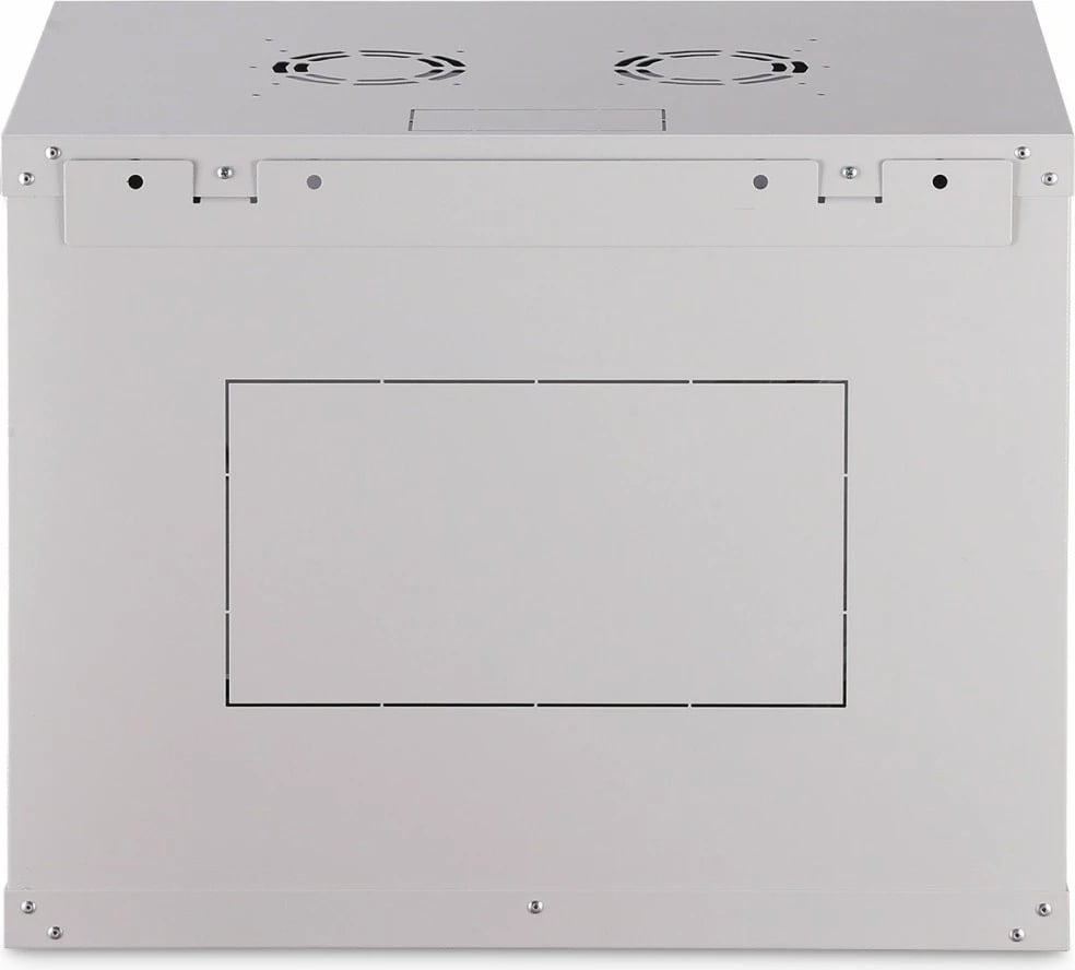 Kabinet rrjeti muror 19" 9U, Digitus, DN-37104, 474×600×450 mm, derë xhami, IP20, kapacitet ngarkese 60 kg, i pambledhur, gri