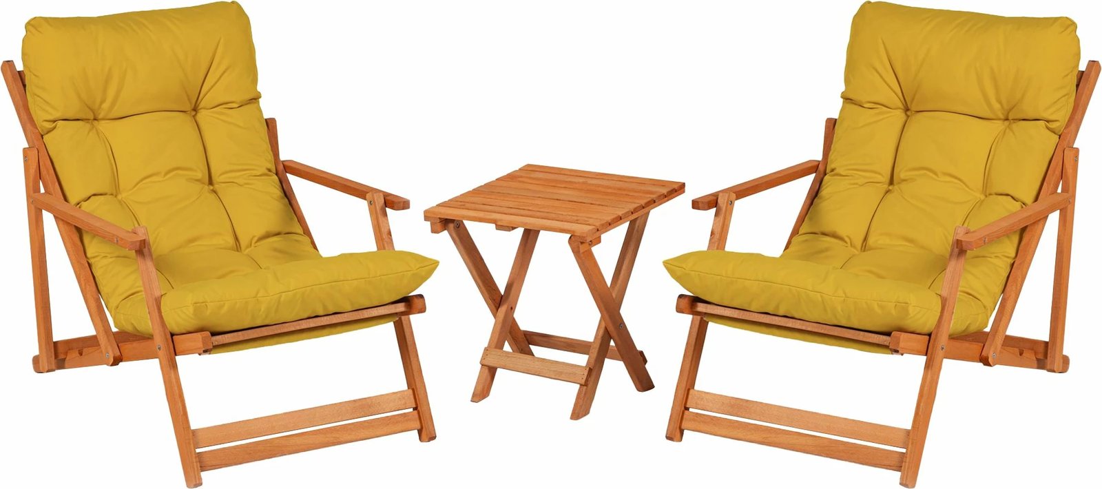 Set tavoline me karrige për terasë, 3 pjesë, Hanah Home, My007, ngjyrë e verdhë