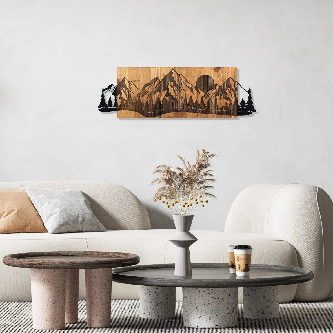 Aksesor dekorativ prej druri për mur, Wallity, Sundown