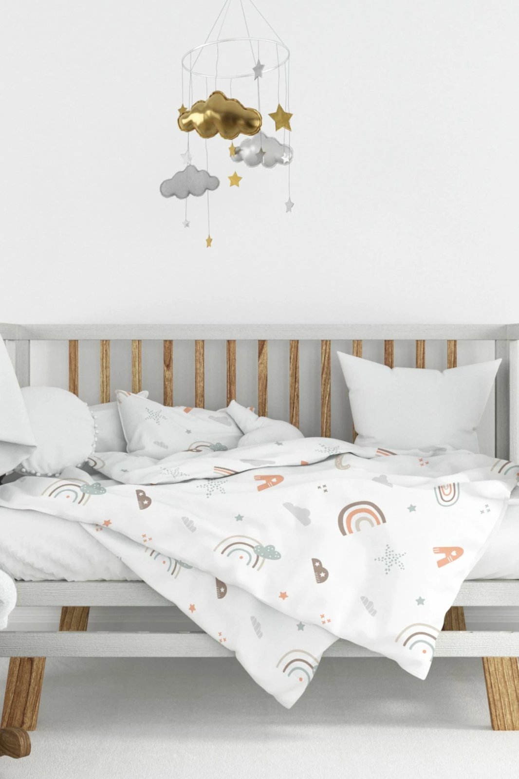 Set mbulesë për jorgan për bebe, L'essentiel, Abc, portokalli, kafe, mente