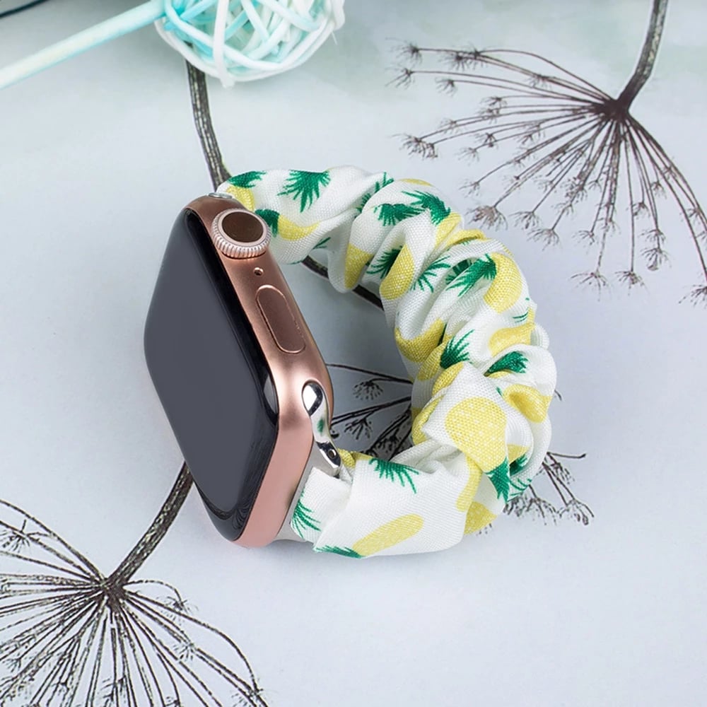 Rrip tekstili për Apple Watch Hurtel, model me ananas, elastik, i bardhë Rrip tekstili për Apple Watch Hurtel, model me ananas, elastik, i bardhë
