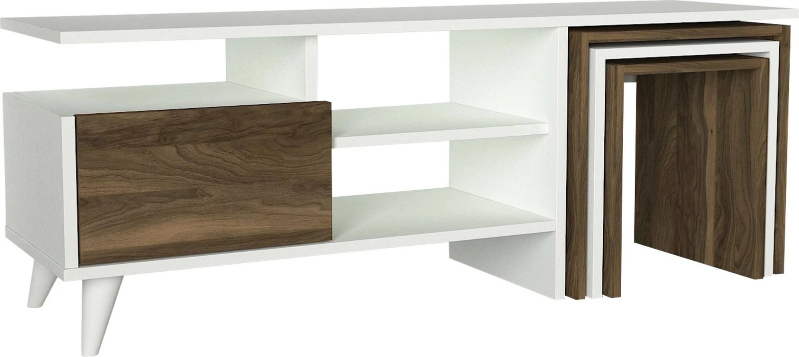 Njësi TV Skye Decor, ngjyrë natyrale - e bardhë, arre