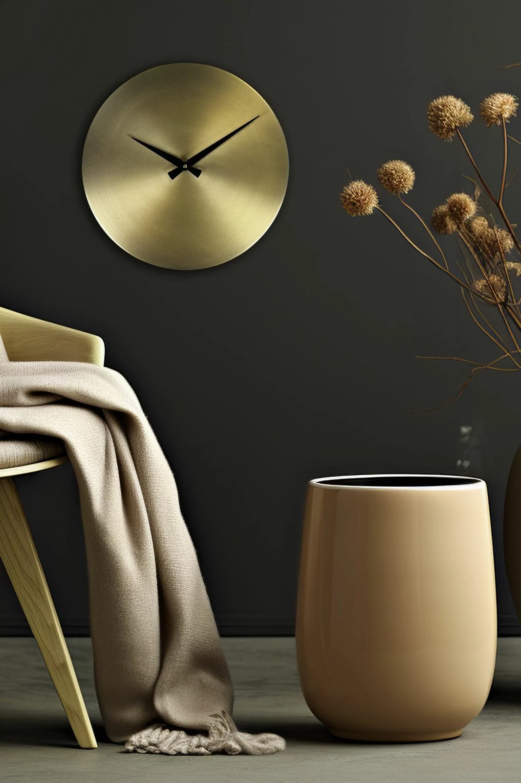 Orë muri dekorative metalike Wallity, ari, e zezë, 35cm