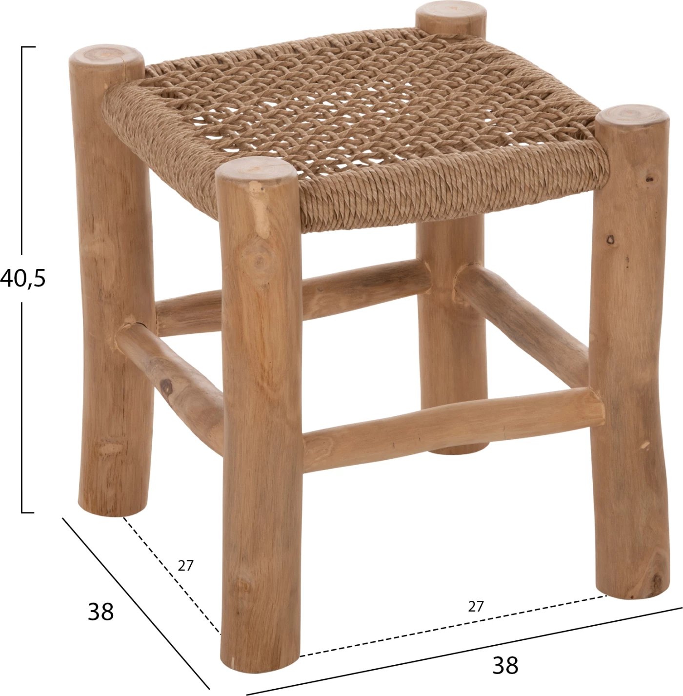 Karrige për bar LONDER FH5987 dru tik dhe ratan sintetik, ngjyrë natyrale, 38x38x40.5 cm