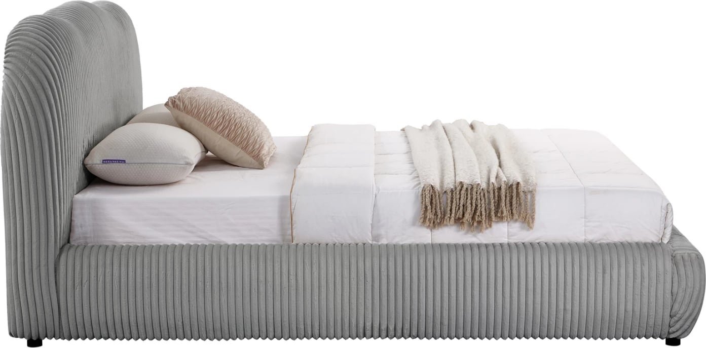 Krevat dopio me hapësirë për depo, material pelushi sintetik, ngjyrë gri, KALLY FH729.01, dyshek 160x200cm