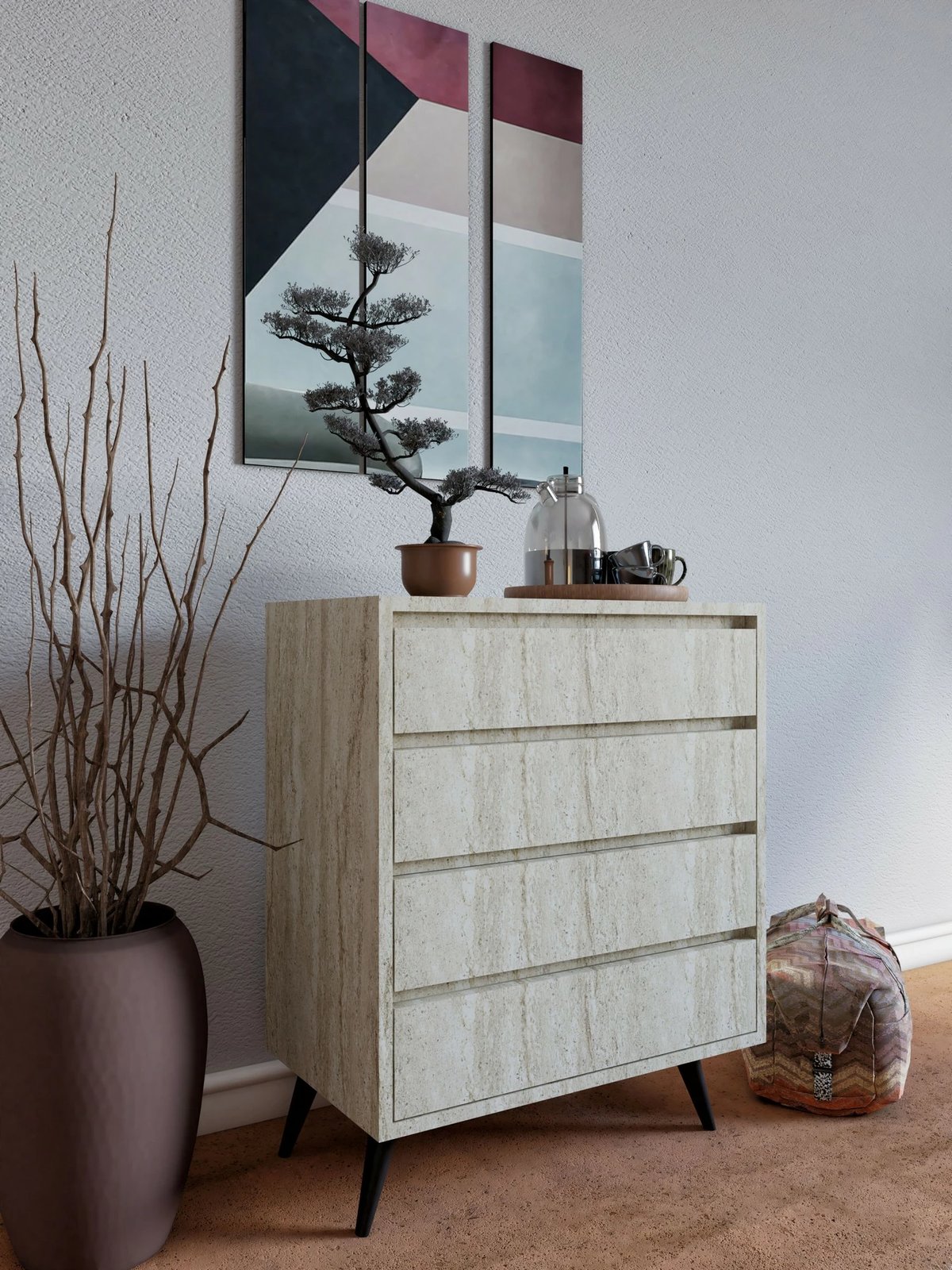 Komodë Hanah Home, Suvera, travertin