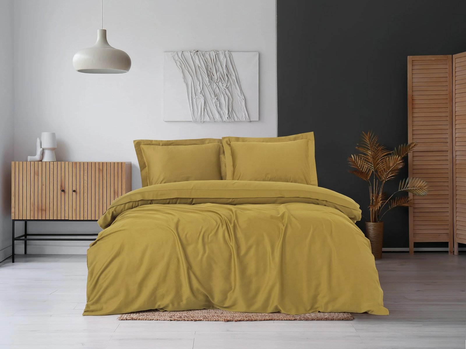 Set mbulesë për jorgan Super King, saten, ngjyrë mustard, L'essentiel Set mbulesë për jorgan Super King, saten, ngjyrë mustard, L'essentiel