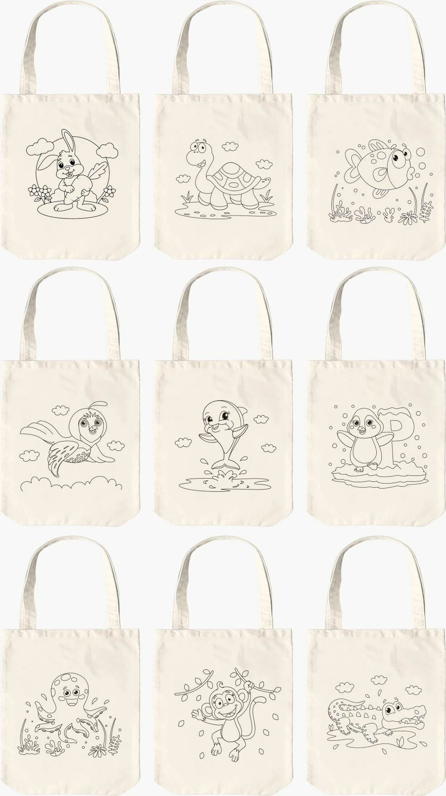 Set çantash tote për ngjyrosje, Zoozie Bags, 0484, krem, 18x25cm (10 copë)