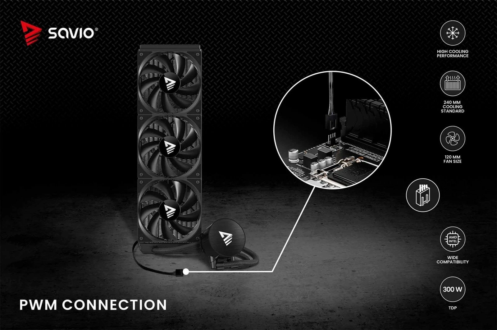 Ftohje uji për procesor, Savio NOX 360 mm, radiator 360 mm alumini, 3x 120 mm PWM, TDP 250 W, pa ndriçim