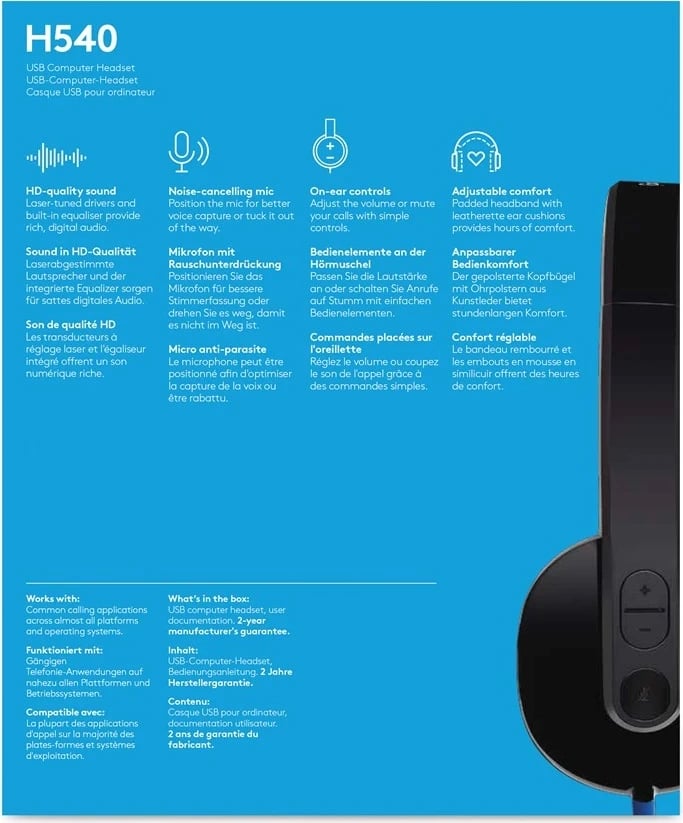 Kufje Logitech H540, USB, të zeza