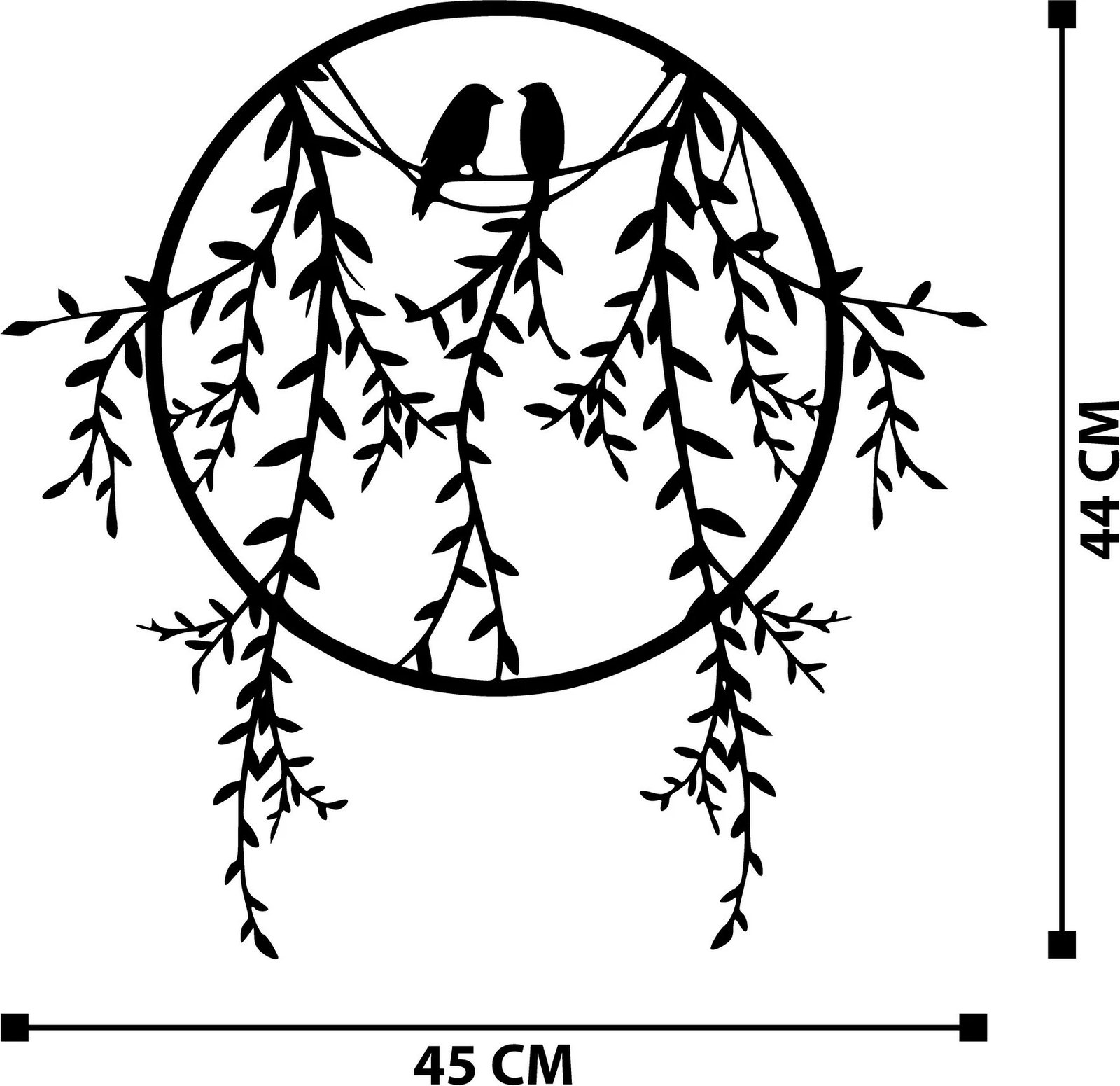 Aksesor dekorativ metalik për mur, Wallity Sirayet, ngjyrë e zezë, 45x44cm