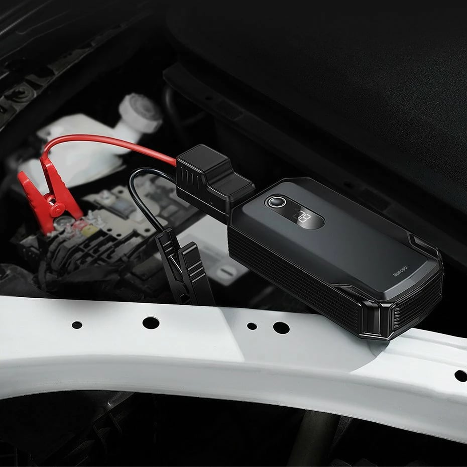 Jump starter Baseus CGNL020001, powerbank 20000mAh, 12V, 2000A, me kabllo krokodili, e zezë