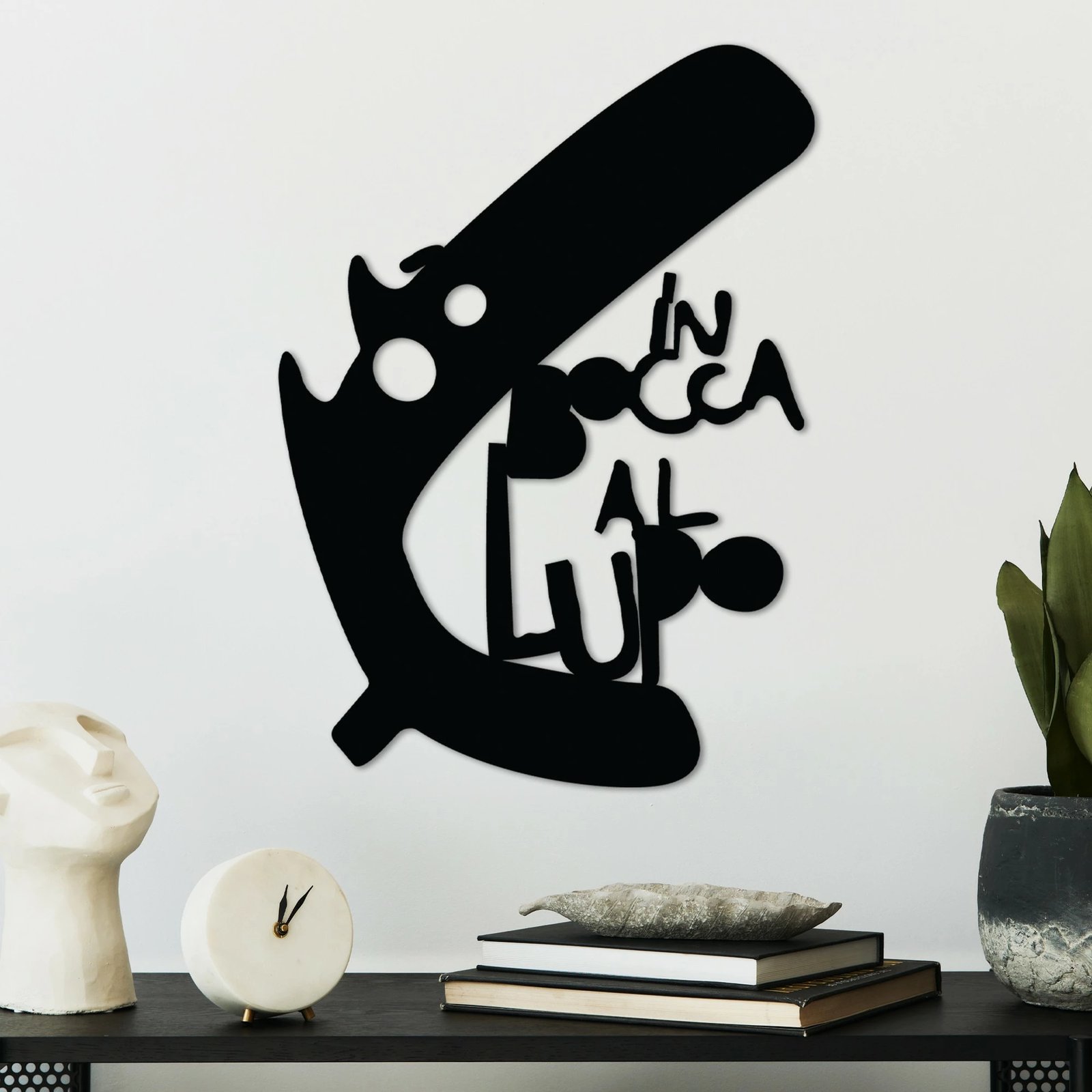 Aksesor dekorativ metalik për mur, Wallity Lupo 3, ngjyrë e zezë, 40x56cm