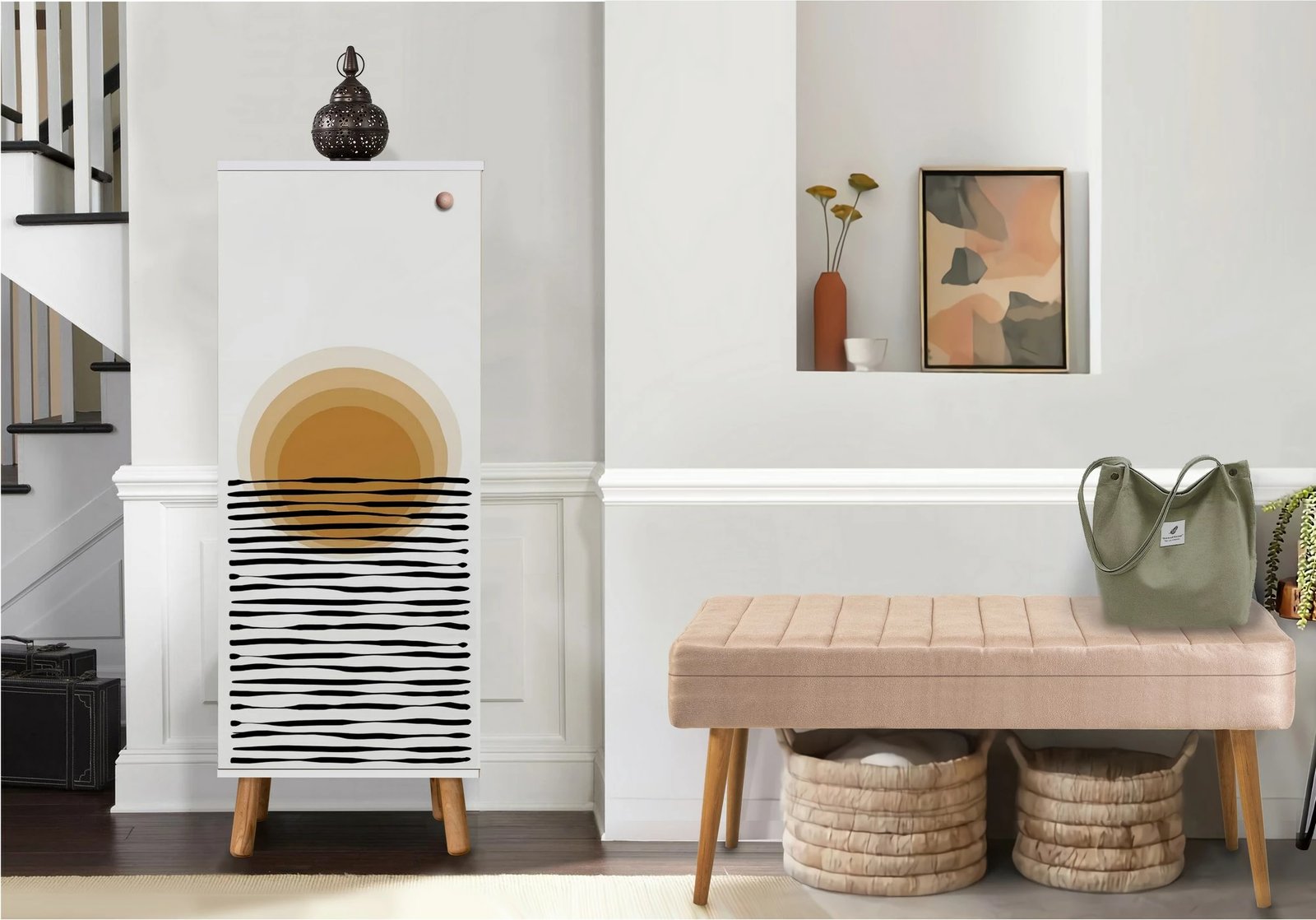 Set mobiljesh për korridor, ngjyrë e bardhë dhe gur, Skye Decor, 945-0900