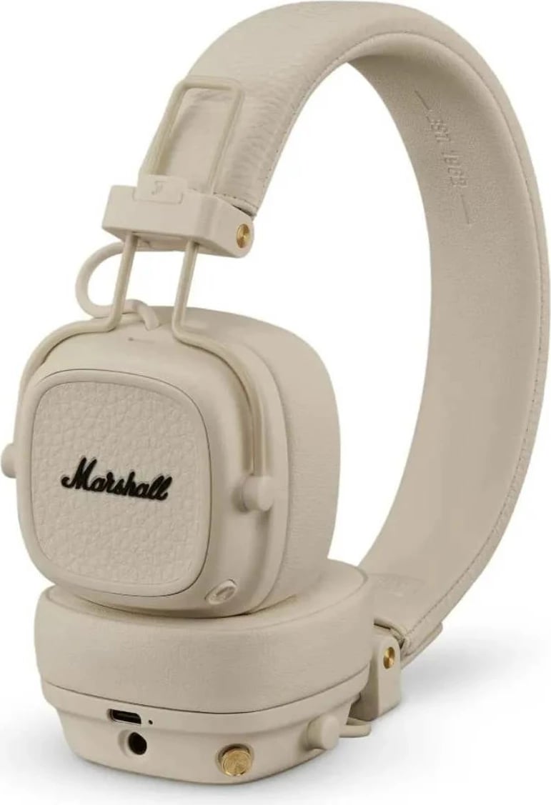 Kufje on-ear wireless, Marshall Major V, Bluetooth 5.3, 100 orë bateri, me mikrofon, karikim me valë, krem