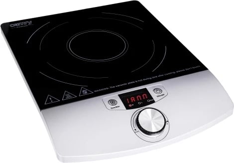 Sobë induksioni portative, Camry, CR 6515, 2000W, LCD, timer 0-180 min, rregullim temperature 60-240°C dhe fuqie, sipërfaqe qelqi qeramike Ø190mm, e zezë/argjend