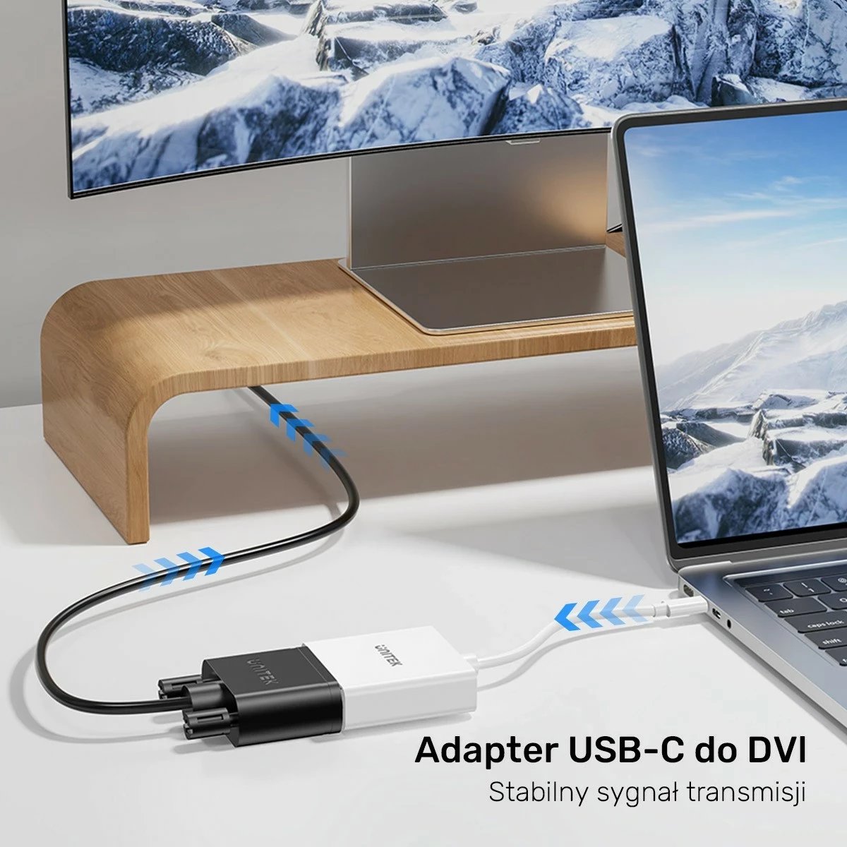 Adapter USB-C në DVI Unitek, 1080P@60Hz, 15cm, bardhë