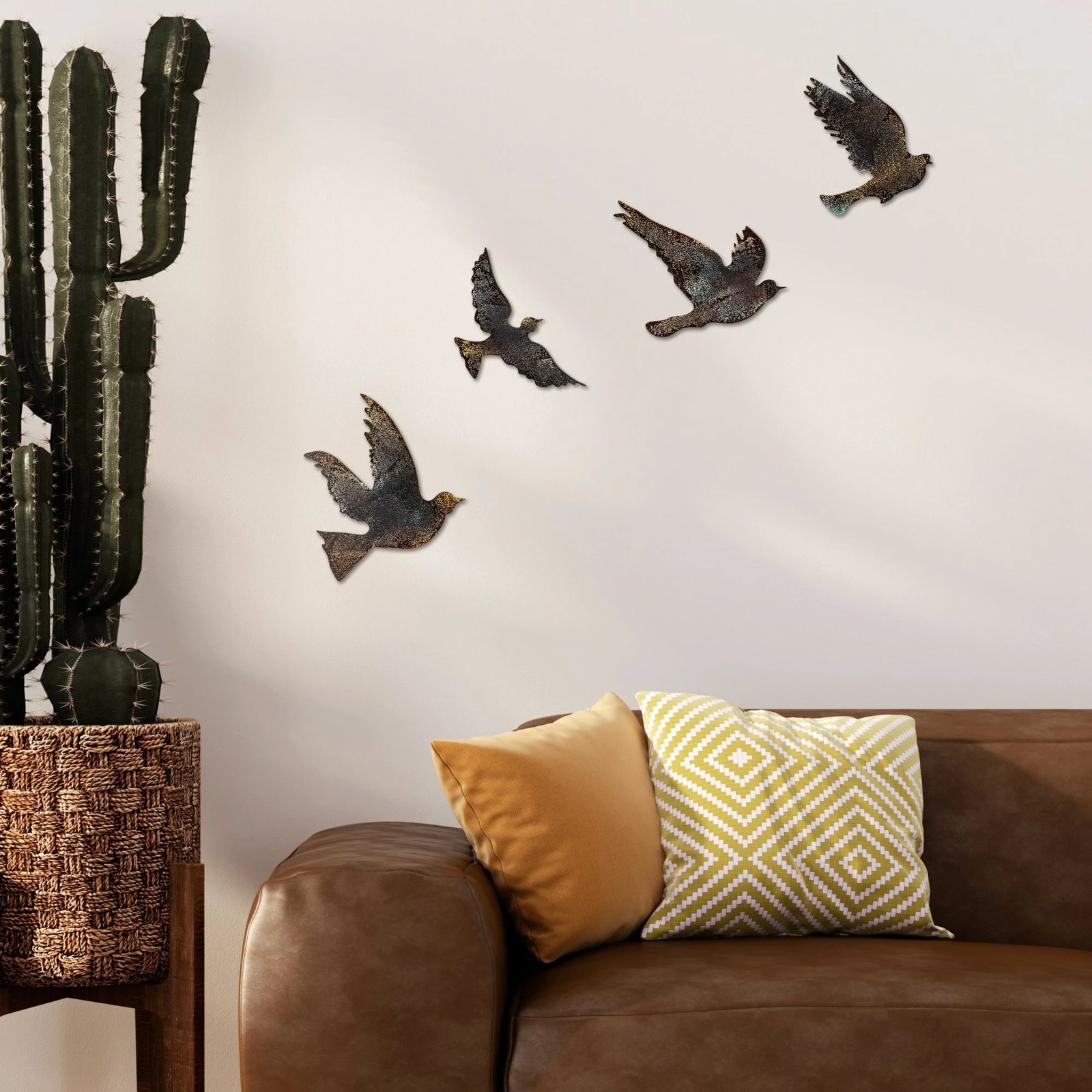 Aksesor dekorativ metalik për mur, Wallity, zogj, shumëngjyrësh