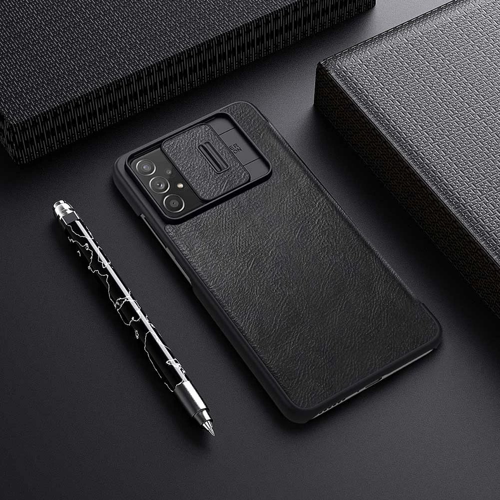 Mbështjellës Nillkin Qin për Samsung Galaxy A73, lëkurë, kafe