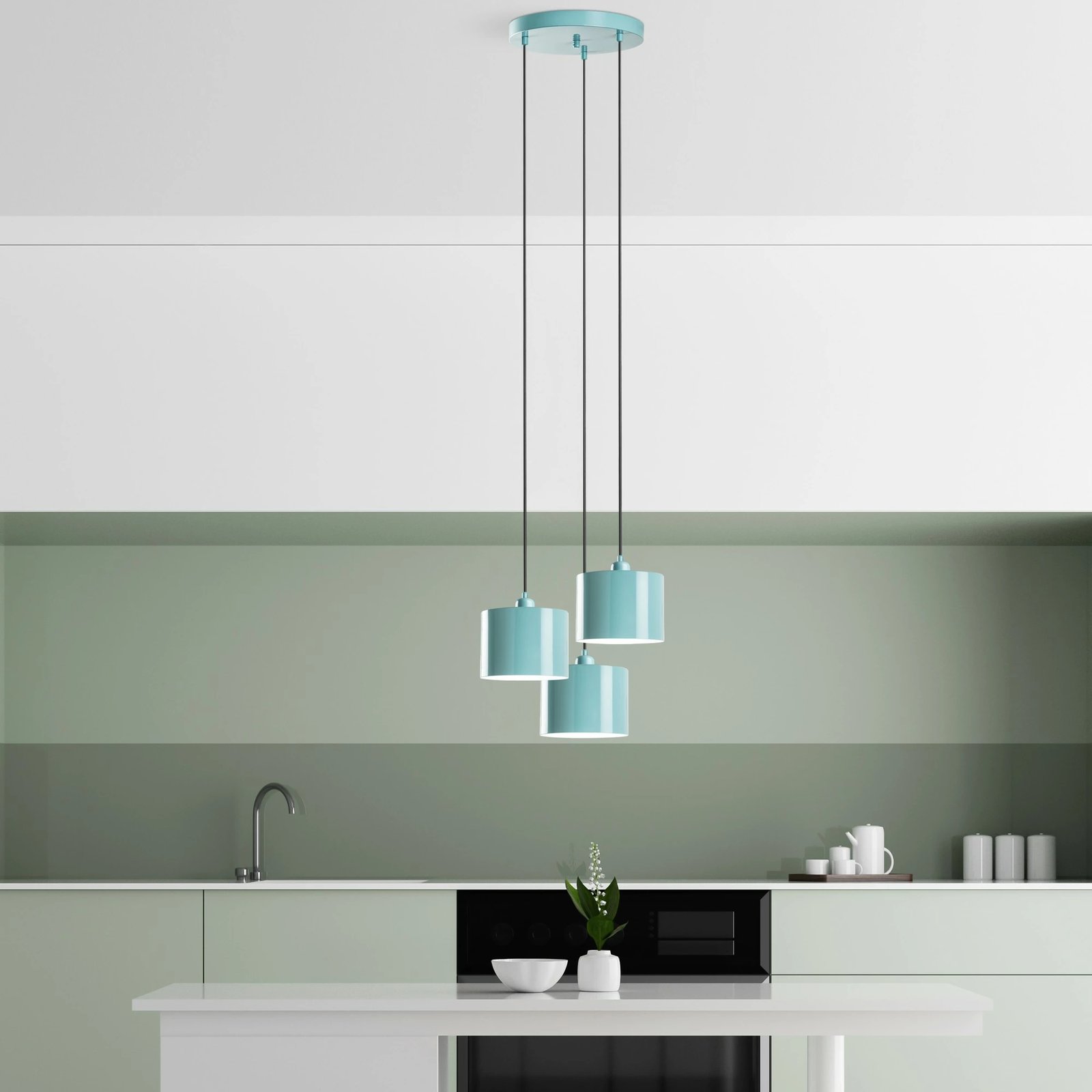 Llambë tavani Opviq, Duz - 195, ngjyrë turquoise, 3 copë