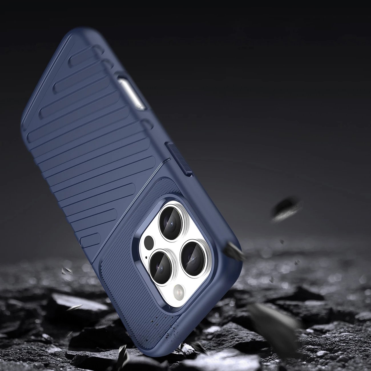 Mbështjellës Hurtel Thunder Case për iPhone 16 Pro, silikon, Blu