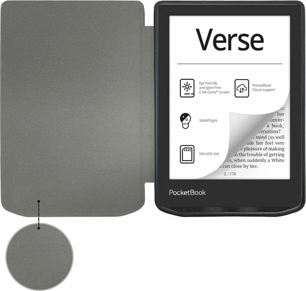 Mbështjellës Tech-Protect SmartCase për PocketBook Verse / Verse Pro, e zezë