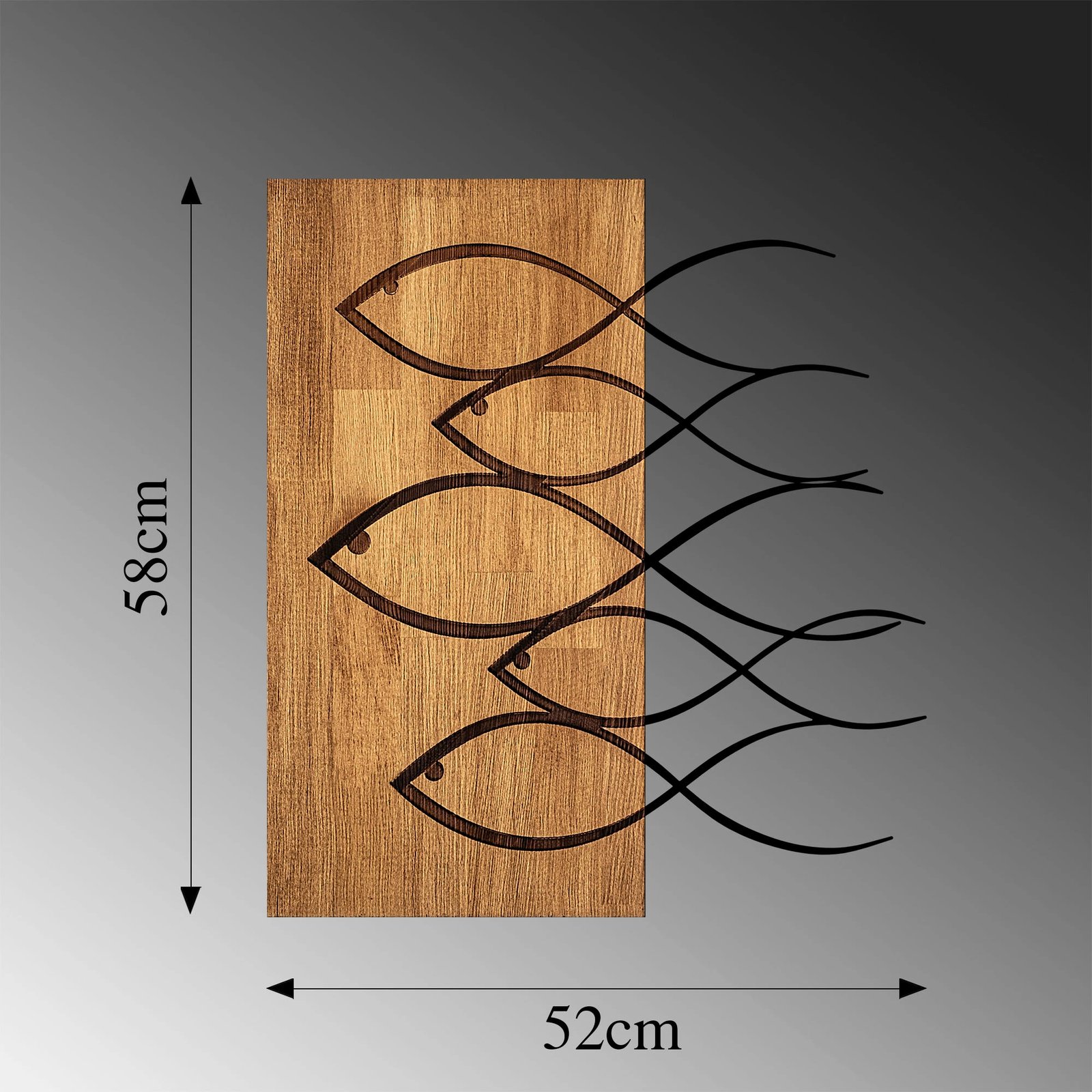 Aksesor dekorativ muri prej druri, Wallity, MA-283, ngjyrë arre dhe e zezë