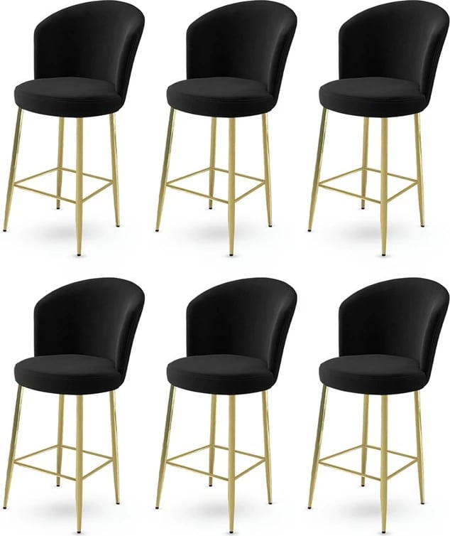 Set karrigesh për bar (6 copë), Hanah Home, Alte, e zezë, ari