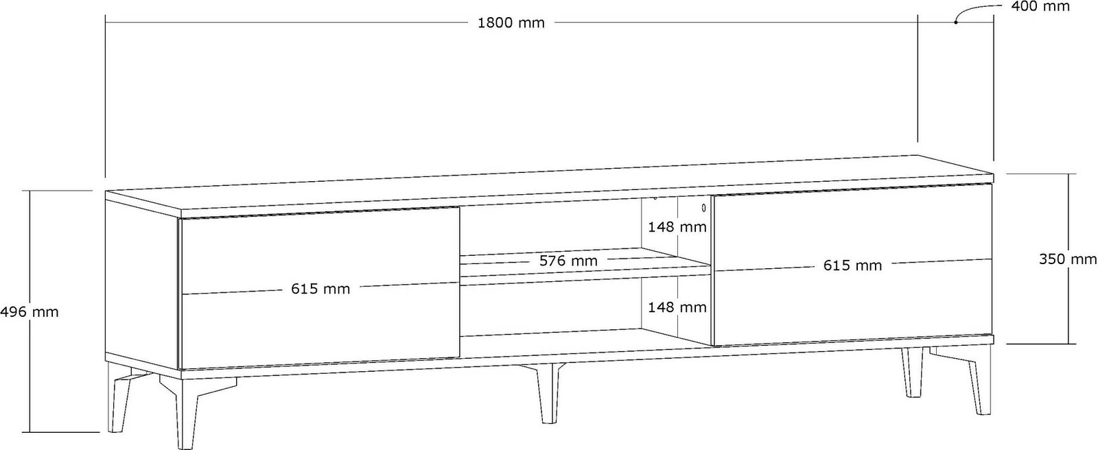 Komodë TV Hanah Home, ngjyrë arre, e zezë