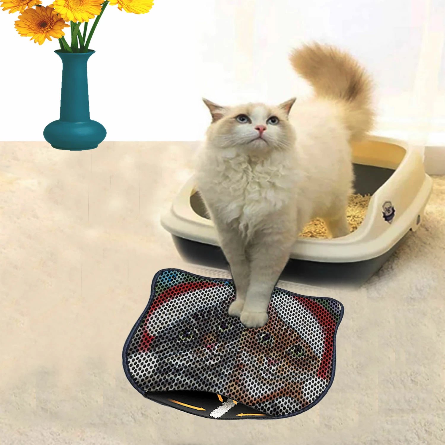 Tapet për rërë mace, shumëngjyrësh, Paws & Whiskers, Kdkafa0165, 40x50cm