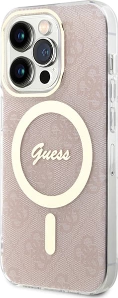 Mbështjellës Guess IML 4G MagSafe për iPhone 15 Pro, Rozë