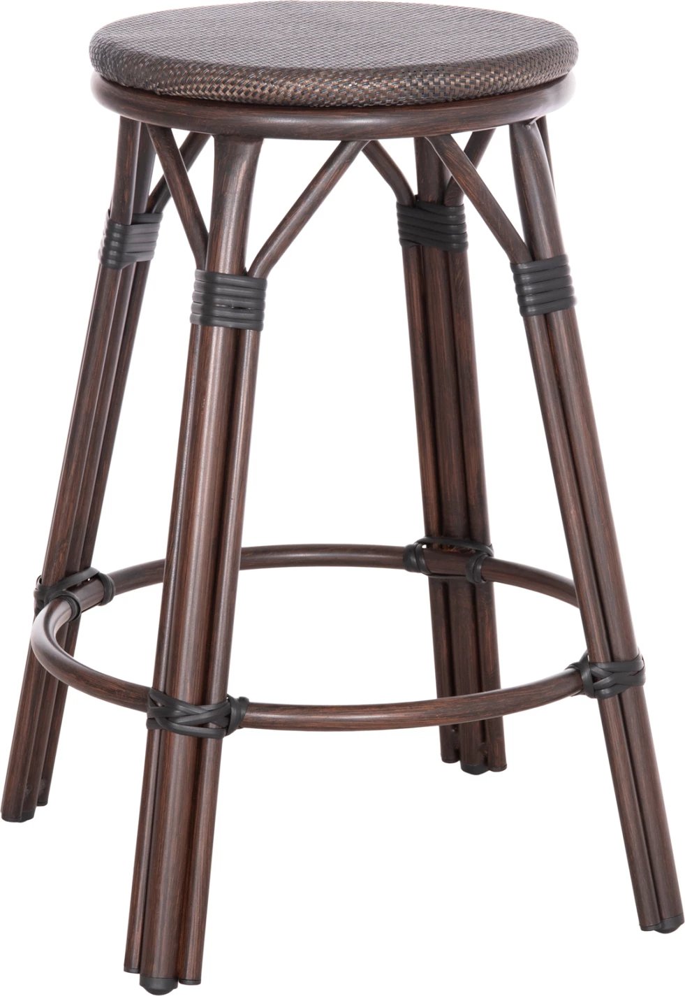 Karrige për bar mesatare alumini CHINO FH6286.01 pamje bambuje & tekstilene ngjyrë kafe 43x43x65Hcm