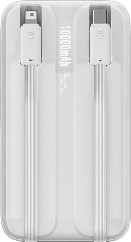 Powerbank Baseus Comet Series PPMD020002, 10000mAh, 22.5W, me ekran, me kabllo USB-C dhe Lightning, e bardhë