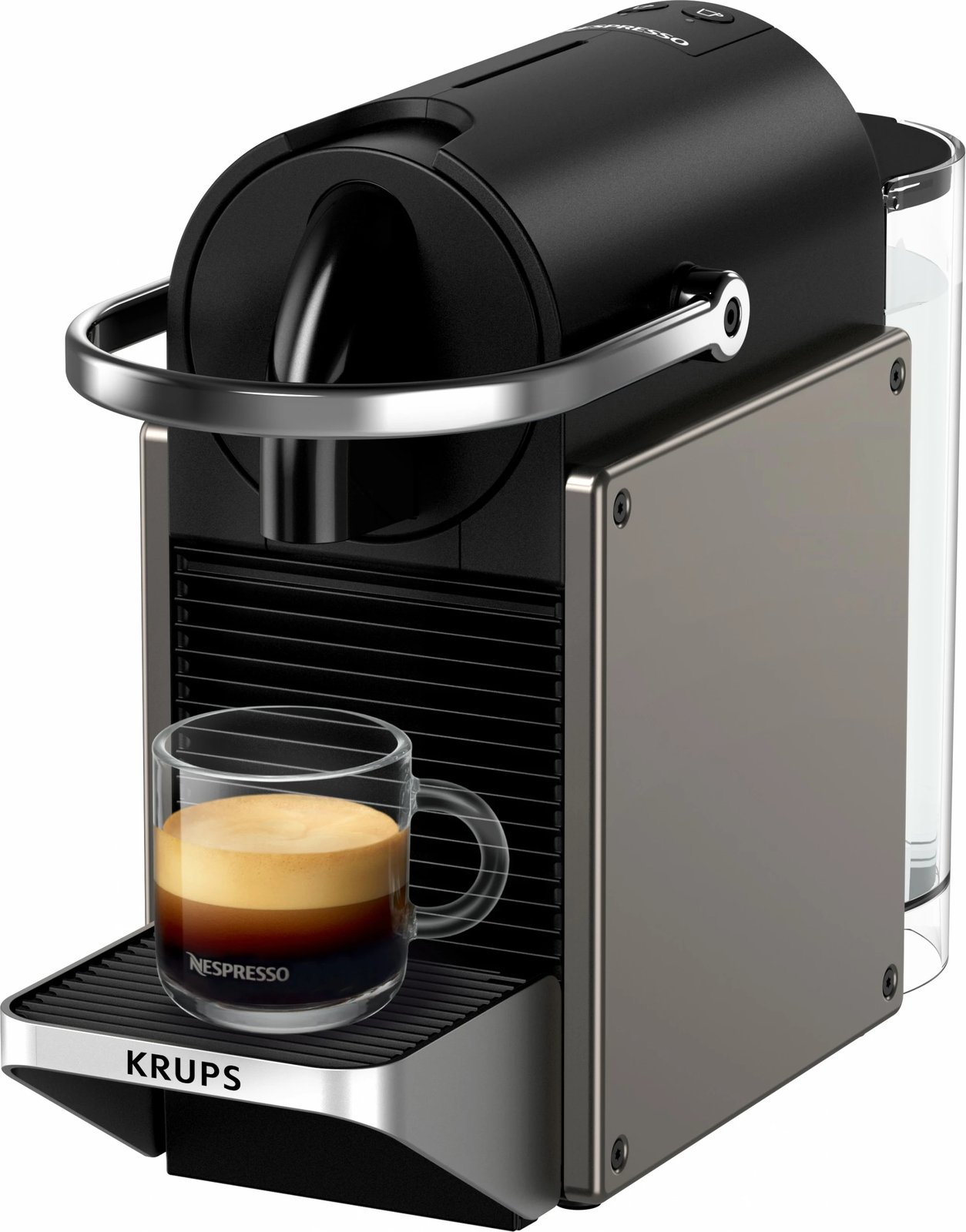 Makinë kafeje me kapsula Krups Pixie XN306T10, 0.7L, 1260W, zezë/titanium