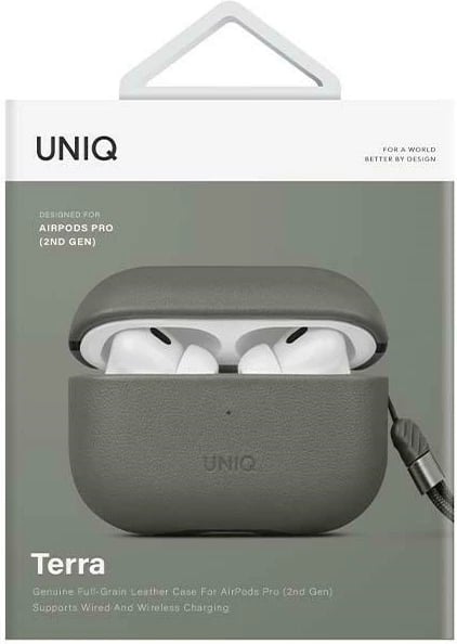 Mbështjellës UNIQ Terra për AirPods Pro 2, lëkurë, e gjelbër
