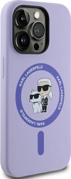 Mbështjellës Karl Lagerfeld Silicone KC Heads Ring MagSafe për iPhone 14 Pro Max, Vjollcë