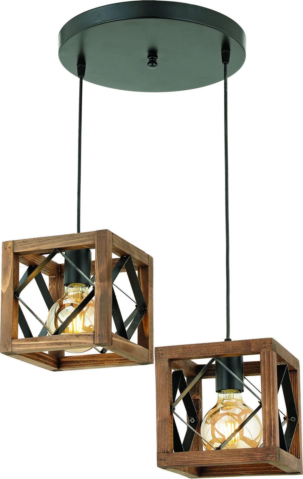 Llambë tavani Opviq, Zikzak 2 copë, dru panje, ngjyrë arre dhe e zezë