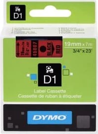 Kasetë etiketuese Dymo D1 45807 S0720870 19mm x 7m, tekst i zi në sfond të kuq