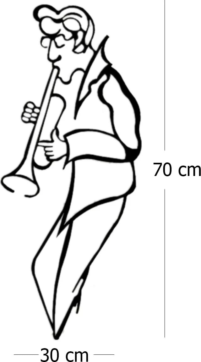 Aksesor dekorativ për mur, metal, muzikant, Wallity, ngjyrë e zezë, 30x70cm