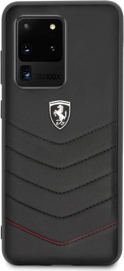 Mbështjellës Ferrari Heritage Quilted për Samsung Galaxy S20 Ultra, lëkurë natyrale, i zi