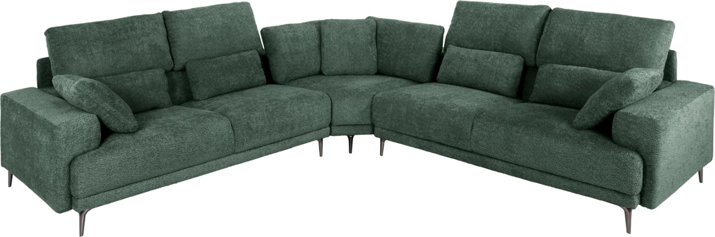 Kënd divani SYMMET FH3269.05, pëlhurë jeshile, këmbë antracit me shkëlqim, 314x236x90-102H cm