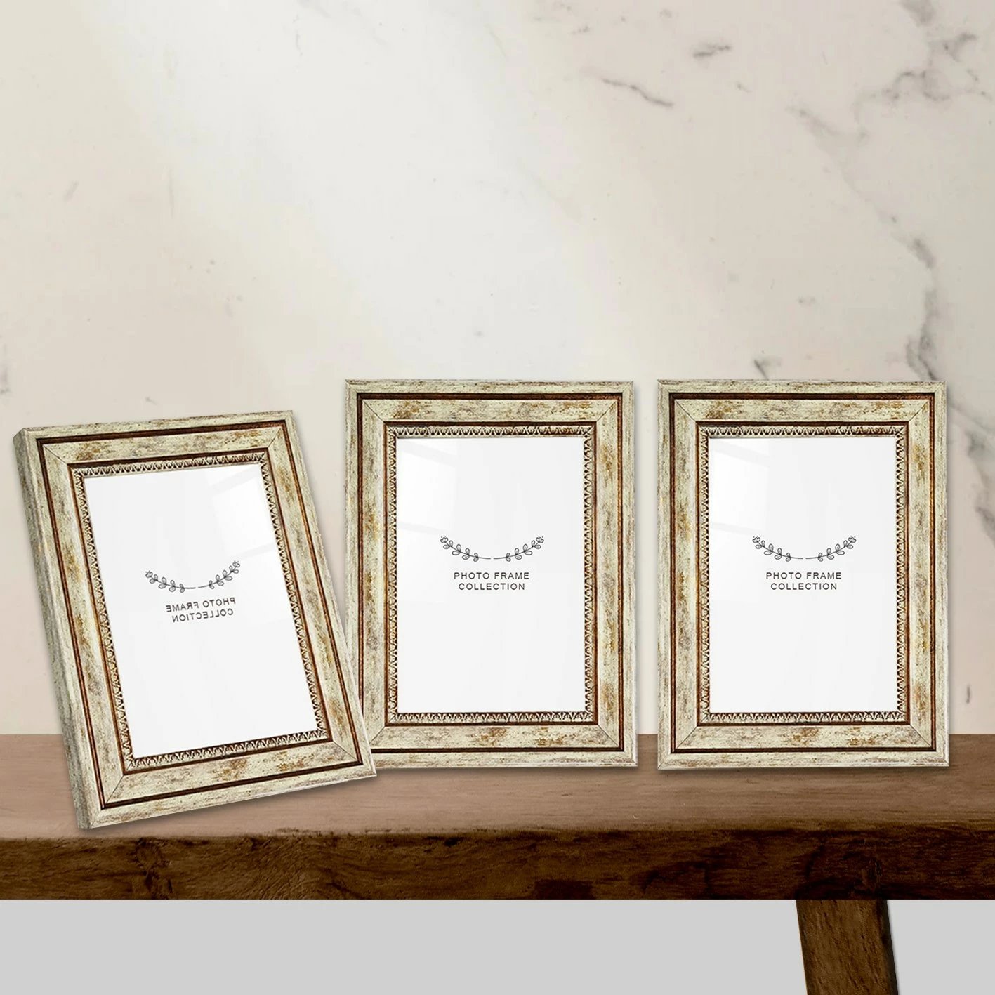 Kornizë fotografish (3 copë), ngjyrë kafe, Evila Originals, 3BAFC1032_1015