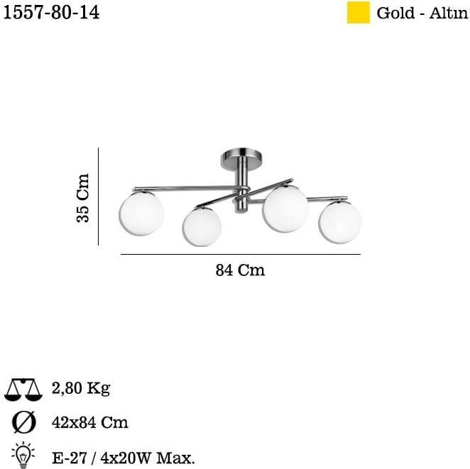 Llambë tavani Opviq, Bumerang, ngjyrë ari, 80-14