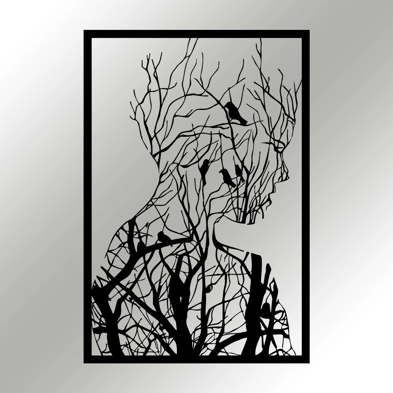 Aksesor dekorativ metalik për mur Wallity, Arakan, ngjyrë e zezë, 42x62cm