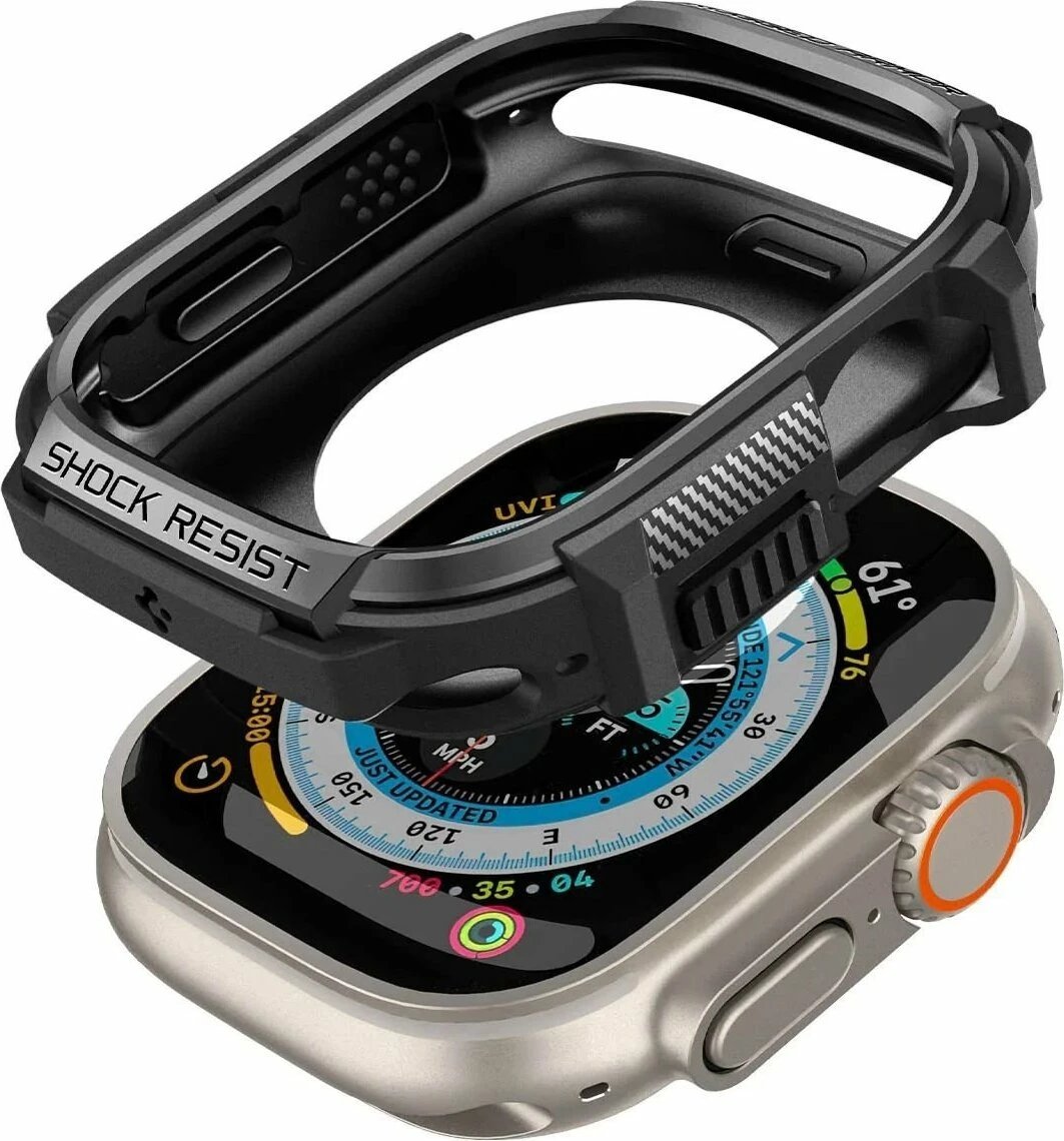 Mbështjellëse për Apple Watch Ultra 2/Ultra 49mm Spigen Rugged Armor, e zezë
