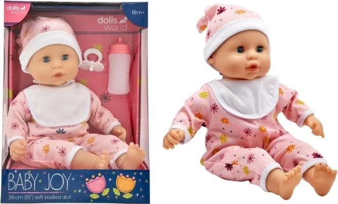 Lodër kukull Baby Joy DollsWorld, 38 cm, Rozë