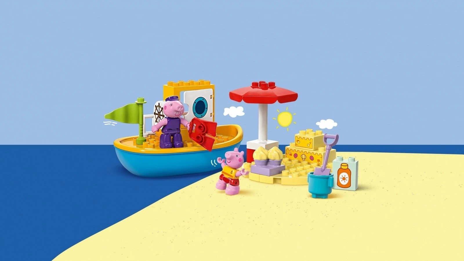 Set ndërtimi LEGO DUPLO Peppa Pig 10432, 23 pjesë, me varkë që noton, për fëmijë të vegjël