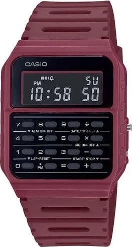 Orë dore CASIO Vintage Calculator Edgy Collection uniseks, e kuqe