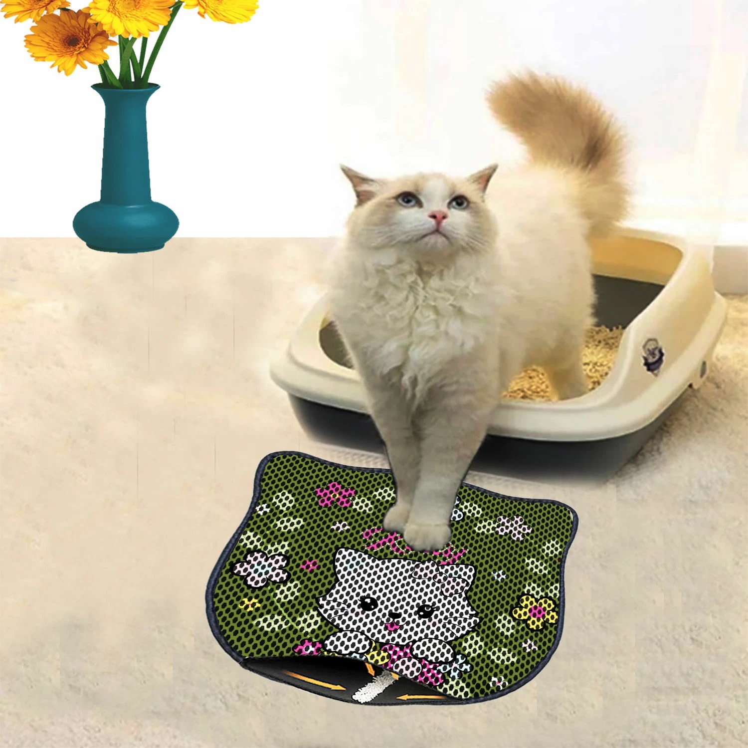 Tapet për rërë mace, shumëngjyrësh, Paws & Whiskers, Kdkafa0071, 40x50cm